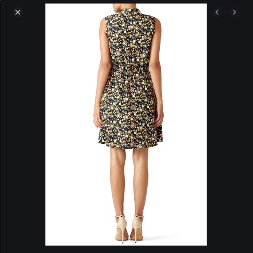 Tory Burch Black Silk Floral Sleeveless Collared Dress - Picture 2 of 3